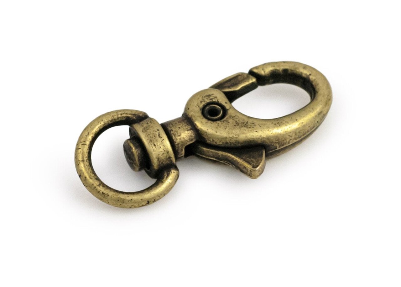 JewelrySupply Lanyard Swivel Clips - Swivel Lobster Claw Clasps 30x15mm Antique Brass Plated